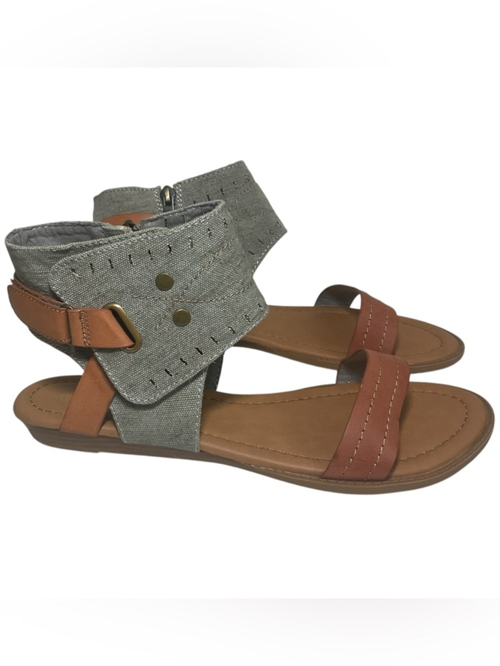 Aloha Island Women’s Canvas Ankle Strap Sandals, Size 10M, Casual Comfort